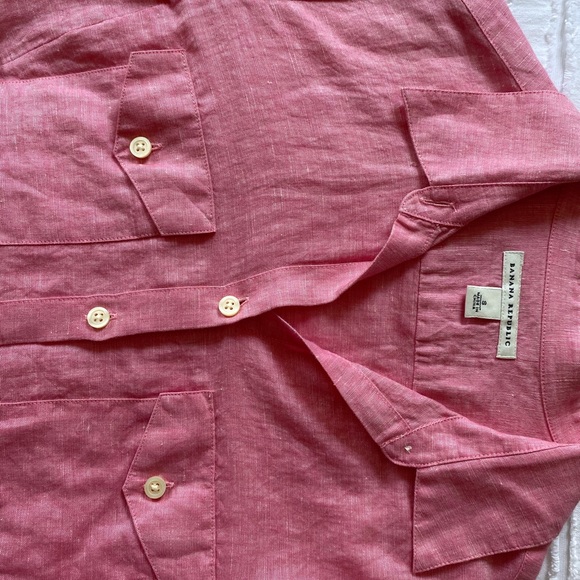 Banana Republic pink linen summer button-down - Picture 6 of 6